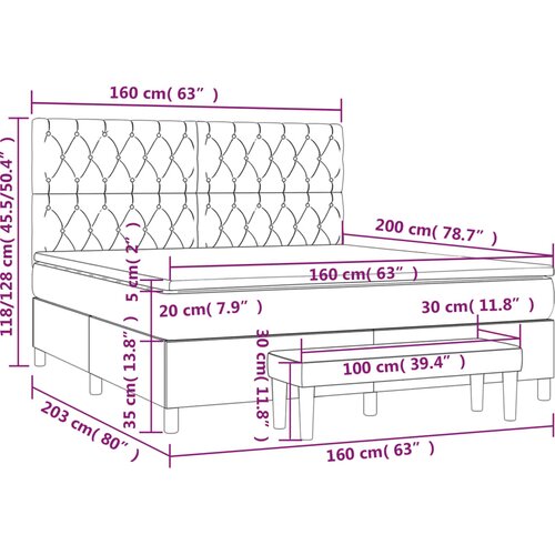  Krevet s oprugama i madracem tamnosivi 160x200 cm bar&amp;scaron;unasti Slike