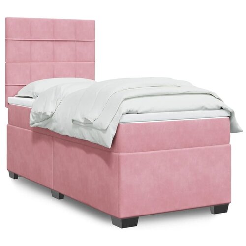 vidaXL Box spring postelja z vzmetnico roza 100x200 cm žamet Cene