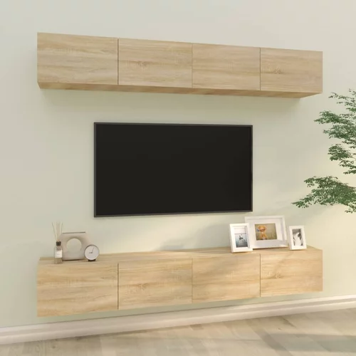 vidaXL Stenske TV omarice 4 kosi sonoma hrast 100x30x30 cm