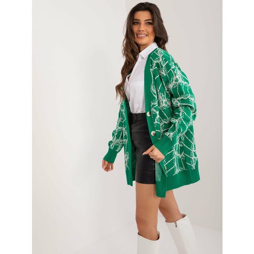 Fashion Hunters Green cardigan with print Cene