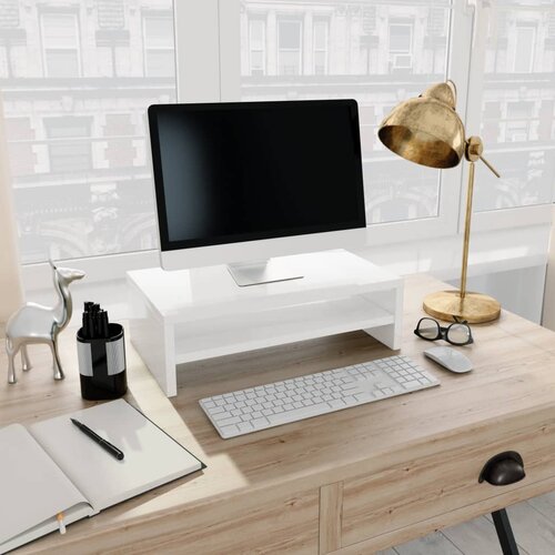VidaXL Stalak za monitor visoki sjaj bijeli 42 x 24 x 13 cm od iverice Slike