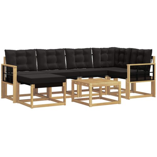 vidaXL Zunanja garnitura za sedenje z blazino 7 pcs Bela in črna, (5000272115) Cene