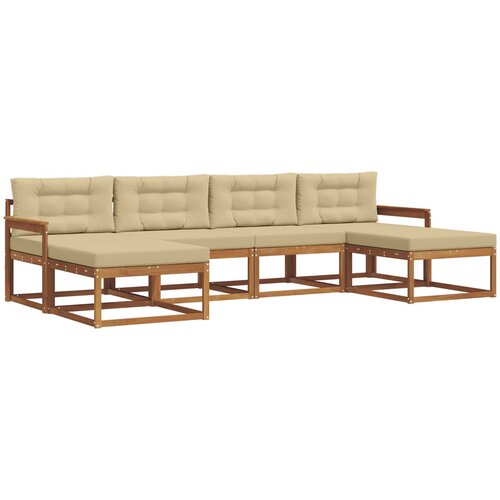  Set vanjskih sofa 6 kom. Prirodna i bež Smeđa 329 x 162,5 x 73 cm Slike