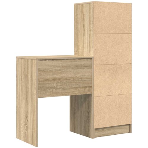  Stol s ladicama s policom s pohranom 2 pcs Sonoma hrast Slike