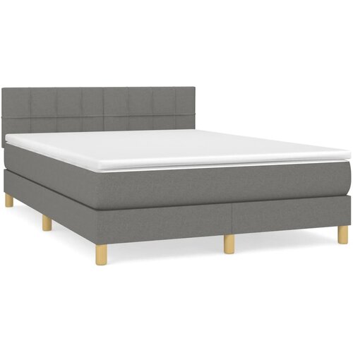  Krevet s oprugama i madracem tamnosivi 140x190 cm od tkanine Slike