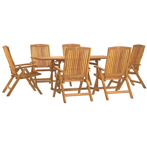  7-dijelni vrtni blagovaonski set od masivne tikovine Smeđa Dužina stola 180 cm Slike