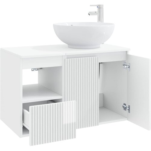  Set namje&amp;scaron;taja za kupaonicu 2 kom. Bijela visokog sjaja 49,5 x 44,5 x 80 cm Slike