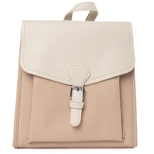 Shelvt Beige women's backpack with a flap Cene