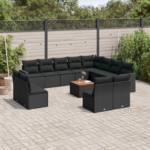  13-dijelni set vrtnih sofa s jastucima poliratan crni Cijene