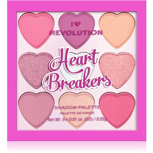 Revolution Heartbreakers paleta senčil za oči odtenek Sweetheart 4.95 g