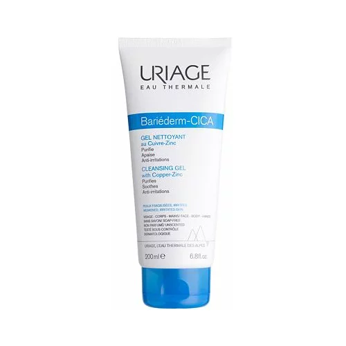 Uriage bariéderm CICA Cleansing Gel antibakterijski i umirujući gel za čišćenje osjetljive kože tijela i lica 200 ml unisex