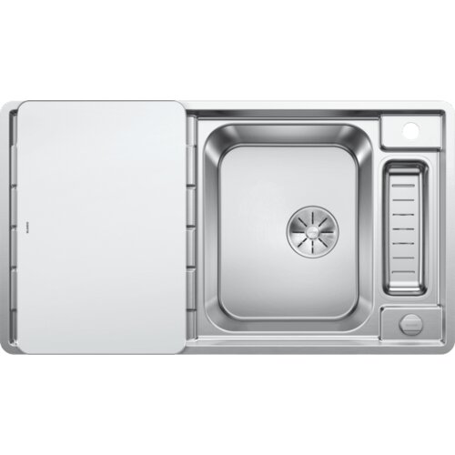 Blanco sudoper AXIS III 5 S-IF InFino INOX 18/10, pribor 18/10 + bijela staklena daska, s dalj. upr. Slike