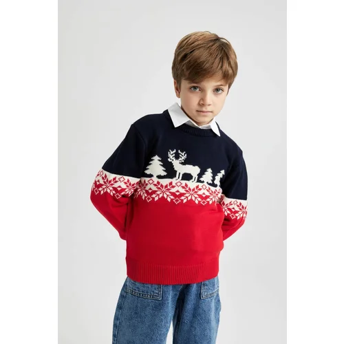 Defacto Boy's New Year's Themed Crew Neck Sweater