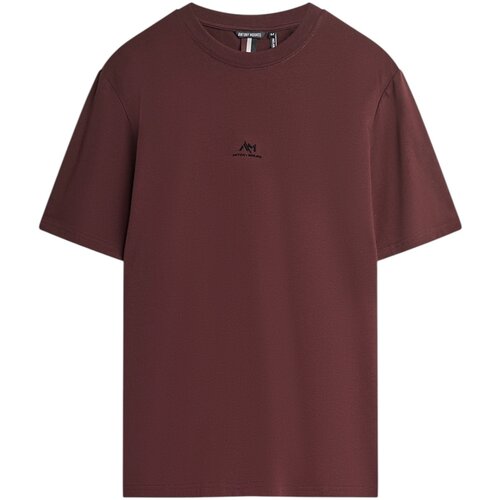 Antony Morato Majice s kratkimi rokavi RELAXED WITH RUBBER FLOCK LOGO PRINT MMKS02549-FA100258 Rdeča Slike