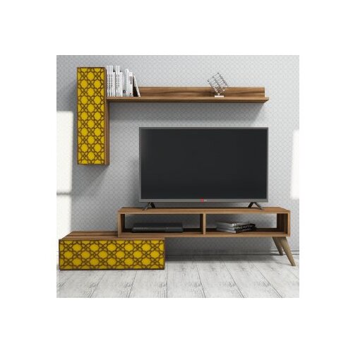Hanah home planet walnut yellow polica za tv Slike