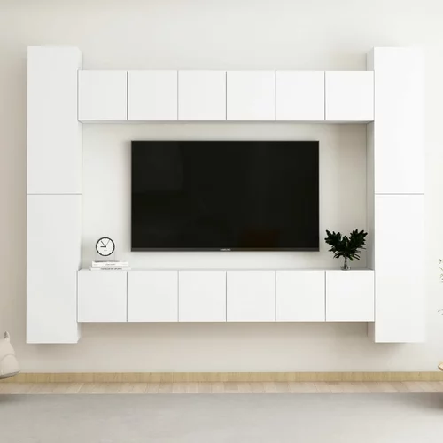 vidaXL Komplet TV omaric 10-delni bela iverna plošča