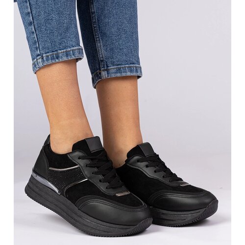 Gemre Julianna women's black platform sneakers with rhinestones Cijene