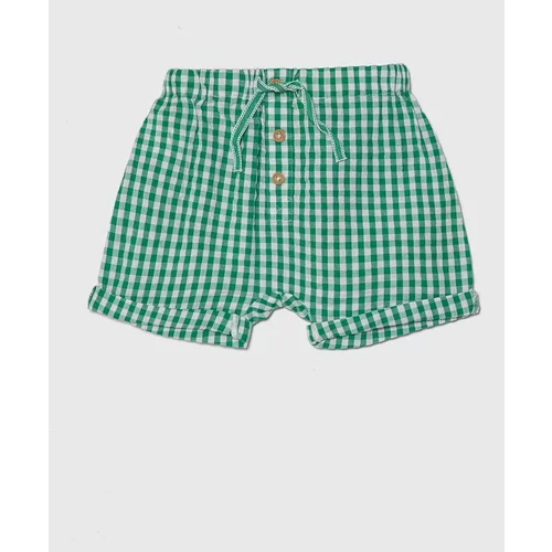 United Colors Of Benetton Bombažne kratke hlače za dojenčke zelena barva