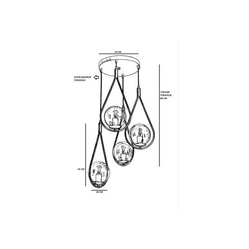 Opviq Luster Damla, 70cm, 30 cm Slike