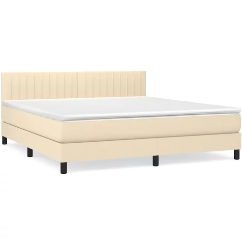 vidaXL Box spring postelja z vzmetnico krem 160x200 cm blago, (20892888)