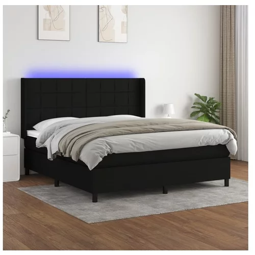 vidaXL Box spring postelja z vzmetnico LED crna 180x200 cm b