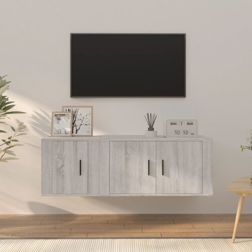  2-dijelni set TV ormarića boja hrasta sonome konstruirano drvo Siva Cene
