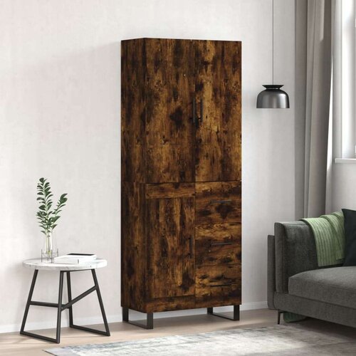  Visoka komoda dimljeni hrast 69 5x34x180 cm konstruiranog drva Cijene