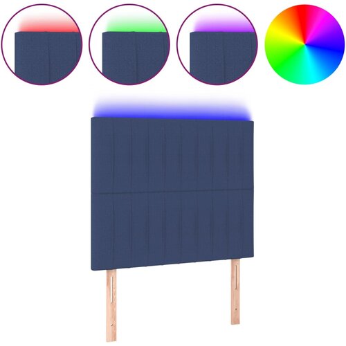 Maison Chic led posteljno vzglavje - vzglavna omarica - nočna omarica modro 100x5x118/128 cm blago, (21709055) Slike