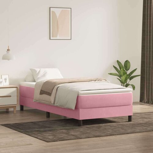 Box spring postelja z vzmetnico roza 80x210 cm žamet, (21792964) Cene