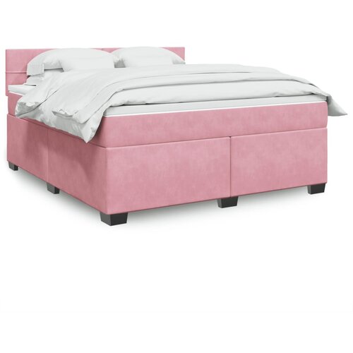 vidaXL Box spring postelja z vzmetnico roza 180x200 cm žamet Cene