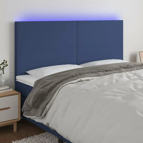  LED posteljno vzglavje modro 180x5x118/128 cm blago, (20951639)