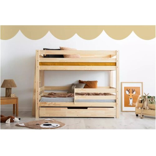 Adeko Pograd/z dodatnim ležiščem otroška postelja s prostorom za shranjevanje z letvenim dnom 90x190 cm v naravni barvi CLPB – Cene