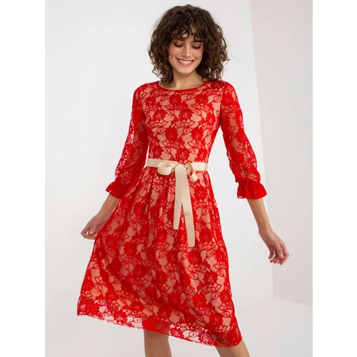 Fashion Hunters Women's lace dress - red