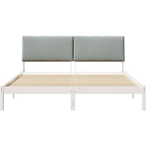  Okvir kreveta s uzglavljem Bijela i svijetlosiva 180 x 200 cm Slike