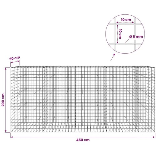 Gabion s žicom debljine 5 mm i mrežom 10x10 cm 450x30x200 cm - 30 cm 200 cm 450 cm Slike