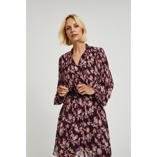 Moodo Women&amp;#039;s pleated dress with belt - brown Slike