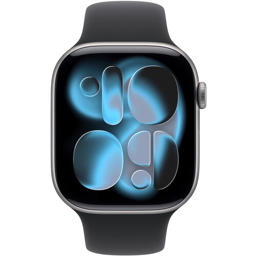 Apple Watch Series 11 GPS 46mm M/L sive MEV44ZR/A Aluminijasto ohi&amp;scaron;je barve, &amp;scaron;portni pa&amp;scaron;cek crne barve Slike