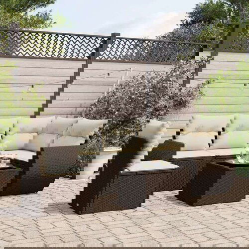  6-dijelni set vrtnih sofa od poliratana s jastucima smeđi Cijene