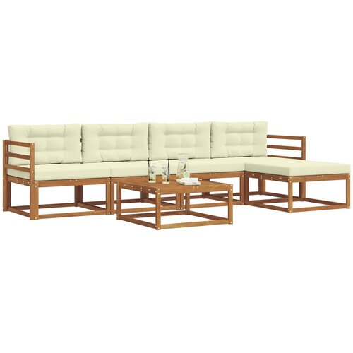  Set vanjskih sofa 6 kom. Prirodna i krem Smeđa 79 x 79 x 37 cm Slike