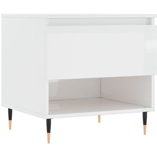 Maison Chic Klubska mizica - kavna mizica - Nizka mizica visok sijaj bela 50x46x50 cm inženirski les, (21752562) Slike