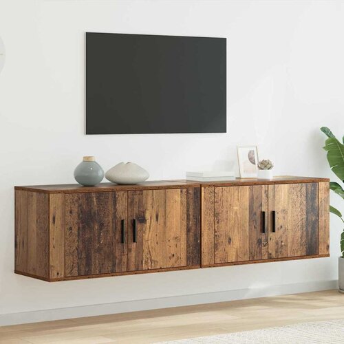 vidaXL Set stenskih televizijskih kabinetov 2 pcs Star les Cene