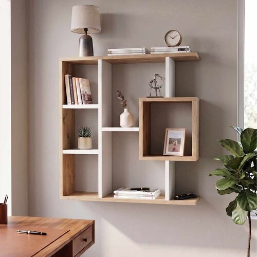 Hanah home polica za knjige yegane, 70,9 cm, bela / atlantski bor Cene