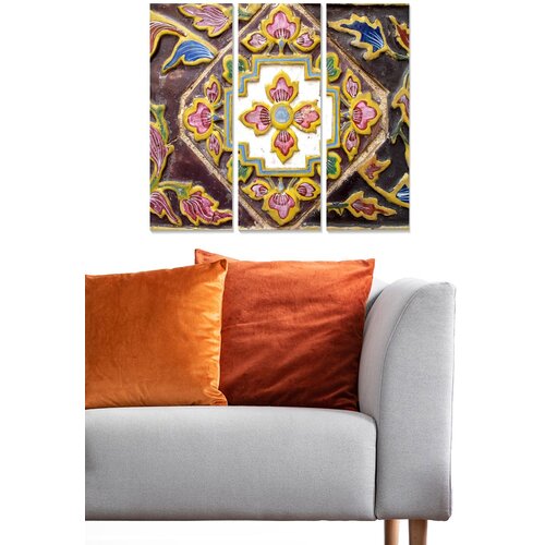 Wallity MDF1552613 multicolor decorative mdf painting (3 pieces) Cene
