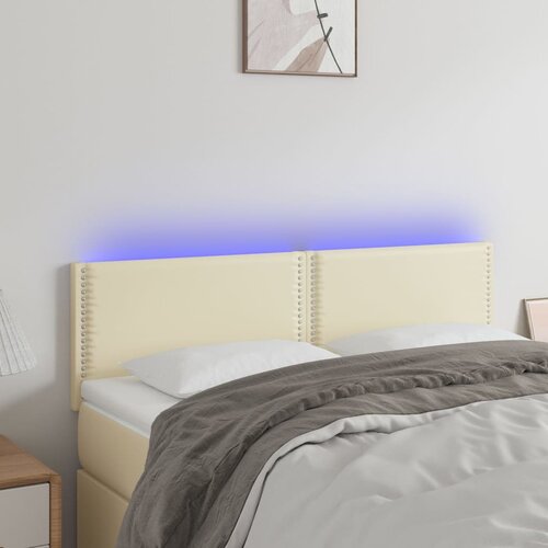 vidaXL LED uzglavlje krem 144 x 5 x 78/88 cm od umjetne kože Cijene