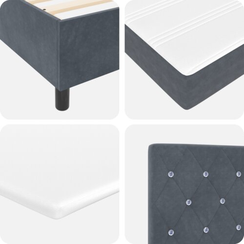 vidaXL Box Spring Krevet s Madracem & LED Tamno Siva 90x190 cm Baršun Cijene