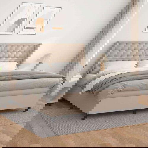  Box spring postelja z vzmetnico kapučino 160x200cm umetno usnje, (20895847) Cene