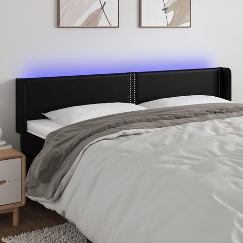  LED uzglavlje crno 203x16x78/88 cm od umjetne kože Cijene