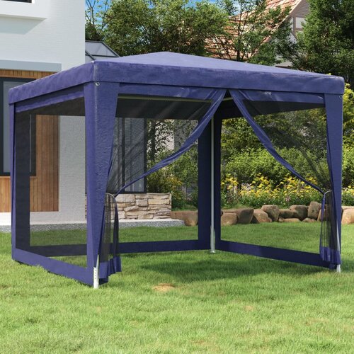 Šator za zabave s 4 mrežasta bočna zida plavi 3 x 3 m HDPE Cijene