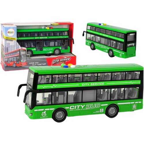 Battery Operated Double Decker Bus Lights Sounds Friction Drive Green Cijene