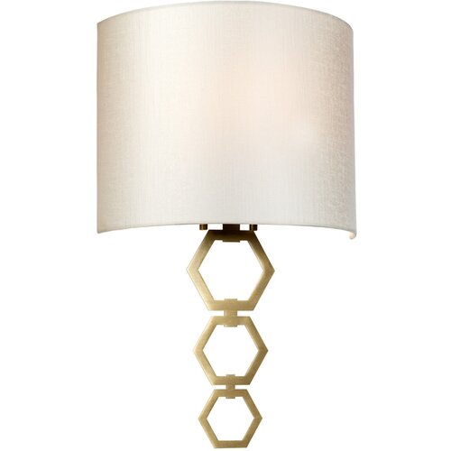 Elstead Lighting Elstead Stenska svetilka Clark Medium z 1 lučjo, starana medenina, senčnik iz umetne svile v slonokoščeni barvi, (22099019) Cene